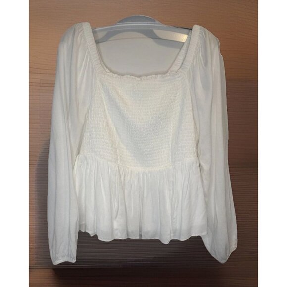 Torrid Tops - Torrid Women’s Rayon Smocked Bodice Long Sleeve Cloud Dancer Blouse Top 1X NEW